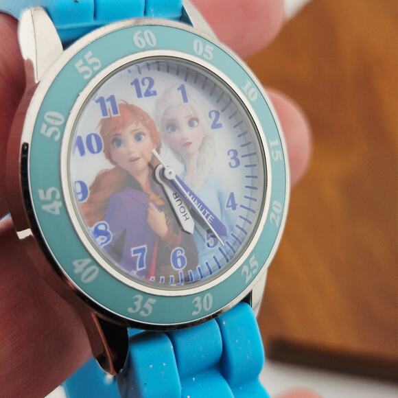 Disney Kids Frozen Analog Watch Light Blue Anna Elsa Princess Silicone Band - Picture 3 of 6